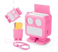 OURHZTB Coque en silicone compatible avec Yoto Mini Player, étui de protection avec porte-cartes et poignée pour lecteur de musique audio (rose)