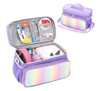OURHZTB Étui de transport compatible avec lecteur audio Toniebox 2/1 - Sac de rangement de voyage pour lecteur audio - Poches de rangement pour cartes de chargeur, accessoires de casque, violet, Sac