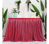 Ourine Jupe de table Tulle Tutu Jupe de Table Jupe Tulle Tutu Jupe de Table Tulle Vaisselle Nappe pour Mariage Fête Anniversaire Décoration Principale Rouge