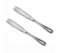 OurLeeme 2PCS Couteau à beurre en acier inoxydable, professionnel 3 en 1 couteau à beurre Curler avec bord dentelé