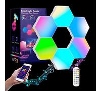 OurLeeme Panneau led mural, lumière menée par hexagone rgb avec télécommande, Lampe de décoration de jeu intelligente DIY Light avec panneau LED d'alimentation USB pour la décoration (6pcs)