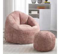 OurLeeme Pouf avec repose-pieds - Pouf simple en mousse haute pression - Petit fauteuil compressé pour salon, chambre à coucher, chambre d'amis, chambre d'enfant, kaki (rose)