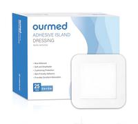 Ourmed Lot de 25 pansements stériles auto-adhésifs stériles 15 x 15 cm avec forte adhérence, protège contre les coupures et les rayures, s'enlève sans douleur, emballage individuel