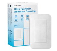ourmed Pansements stériles 8 x 15 cm, pansement stérile autocollant à forte adhérence, protège contre les coupures et les rayures, retrait indolore, emballé individuellement, paquet de 25