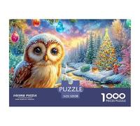 Ours avec Boisson Chaude, Arbre de Noël Décoré Puzzle De 1000 Pièces Christmas Style Jeu Éducatif Classique pour Le Temps des Puzzles en Famille 52x38cm/1000pcs