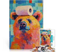 Ours avec du Papier Toilette Puzzle 1000 pièces pour Adolescents Casse-tête pour Renforcer l'amour Entre Les Couples 38x26cm