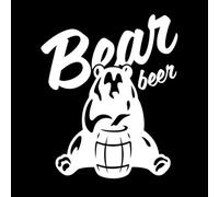 ours avec un tonneau en bois de bière artisanale Stickers muraux en PVC 49.2x59cm Multicolore Blanc