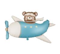 Ours Baby Shower Boy Ballon PartyDeco 94 x 61 cm - Ours en peluche en aluminium, décoration de fête prénatale pour fête prénatale et 1er anniversaire