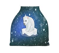Ours Blanc De L'Espace Housse de Canopée pour Poussette,Siège de Voiture pour Bébé Dais Siège Auto Couverture D'Allaitement Pare-Soleil Respirant Extensible pour Bébé