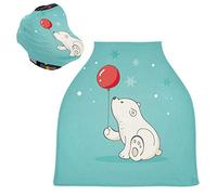 Ours Blanc D'Hiver Housse de Canopée pour Poussette,Siège de Voiture pour Bébé Dais Siège Auto Couverture D'Allaitement Pare-Soleil Respirant Extensible pour Bébé