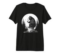 Ours Boire Café Croquis Forêt Rustique T-Shirt Haut de Gamme