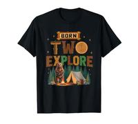 Ours Born Two Explore 2e Anniversaire Camping Outdoor Adventure T-Shirt Graphique avec Valeur