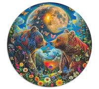 Ours Brun 1000 Pièce Jigsaw Puzzles Jeux ÉduChatifs Soulageur De Stress Jigsaw Rond Jeu De Défi Unique pour Cadeaux De Voyage, Présent 1000pcs (67.5x67.5cm)