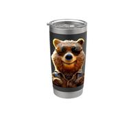 Ours Brun & Lunettes de Soleil Grizzly Ours Frères Ours Brun Gobelet isotherme en acier inoxydable double paroi