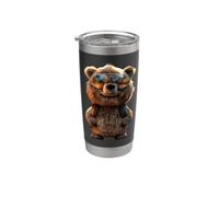 Ours Brun & Lunettes de Soleil Grizzly Ours Frères Ours Brun Gobelet isotherme en acier inoxydable double paroi