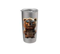Ours Brun & Lunettes de Soleil Grizzly Ours Frères Ours Brun Gobelet isotherme en acier inoxydable double paroi