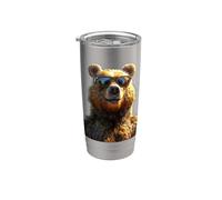 Ours Brun & Lunettes de Soleil Grizzly Ours Frères Ours Brun Gobelet isotherme en acier inoxydable double paroi