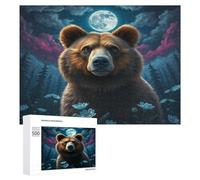 Ours Brun Puzzle 500 Pièces Vision 3D Artistique Edificio du Paysage Jeu D'Intelligence Éducatif pour Adultes Et Enfants Cadeau Unique Famille Relaxation 500 PCS