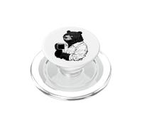 Ours Buvant du Café - Dessin Drôle pour Amateurs de Café PopSockets PopGrip pour MagSafe