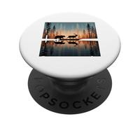 Ours chassant Le lac Elk Reflet sur Le lac PopSockets PopGrip Adhésif