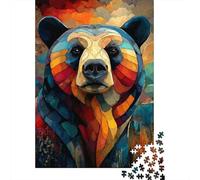 Ours Coloré Illustration Puzzle 1000 Pièces Papier pour Adultes Style Peint Jeu de Puzzle 1000 Pièces Décoration Maison 52x38cm/1000pcs