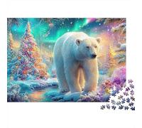 Ours dans la forêt d'hiver Festive Puzzle De 1000 Pièces Polar Bear Pattern Jeu Éducatif Classique pour Le Temps des Puzzles en Famille 70x50cm/1000pcs