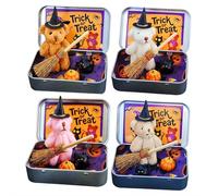 Ours dans une boîte, un petit câlin d'ours de poche, adorable sorcière d'Halloween dans une boîte pour les tours ou les friandises, cadeau inspirant, accessoires de bureau attentionnés pour amis