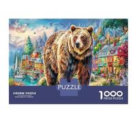 Ours dans Une Ville forestière 1000 Pièces Coffret Puzzle Prédateur Naturel Puzzle Classique Carton Solide - Ultra Dur pour Couples, Top Noté, Activité Parfaite À La Maison 52x38cm/1000pcs
