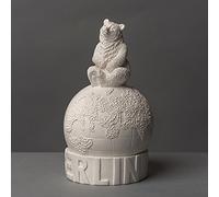 Ours de Berlin assis sur un globe - En cellulose de qualité supérieure - Fabriqué à la main en Allemagne - Idée cadeau - Buste blanc - 12 cm