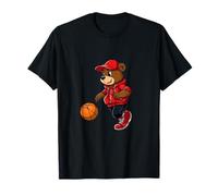 ours de dessin animé rouge en peluche assortie amant basket-ball T-Shirt