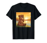 Ours de Dessin animé Sunset Lake pour Enfants T-Shirt