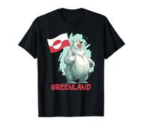 Ours de Glace Amusant avec Drapeau Patriotique du Groenland T-Shirt