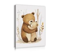 Ours de la forêt scène toile art mural mignon animaux images œuvres d’art impressions affiches de style dessin animé moderne peinture murale pour décor de chambre d’enfant 50x70cm cadre intérieur