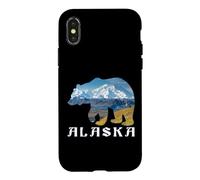 Ours de l'Alaska avec lac et Montagne Aventure en Alaska Coque pour iPhone X/XS