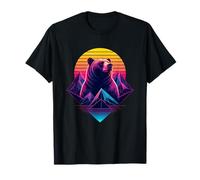 Ours de Montagne rétro des années 80 Synthwave Nature T-Shirt