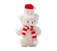 Ours de Noël animal, ours de Noël en peluche, Décorations de blanc brun mignon dessin animé, Fournitures de fête de décoration de maison en peluche douce de 6,3 pouces pour