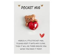 Ours de poche « A Little Bear with Heart », cadeau positif pour femme « Get Well Soon Tinking of You », amoureux, anniversaire, mariage, Saint-Valentin pour femme (ours)