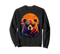 Ours de randonnée avec Lunettes de Soleil rétro Montagne Art Amoureux des Animaux Sweatshirt