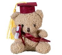Ours de remise de diplôme en peluche - Ours fourré dans un chapeau de remise de diplôme | Poupée en peluche de 5,1 pouces avec bonnet et diplôme | Souvenir de remise des diplômes en peluche