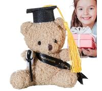Ours de remise de diplôme en peluche - Ours fourré dans un chapeau de remise de diplôme | Poupée en peluche de 5,1 pouces avec bonnet et diplôme | Souvenir de remise des diplômes en peluche