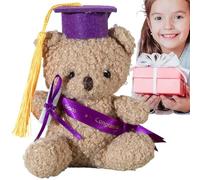 Ours de remise de diplôme en peluche - Ours fourré dans un chapeau de remise de diplôme | Poupée en peluche de 5,1 pouces avec bonnet et diplôme | Souvenir de remise des diplômes en peluche