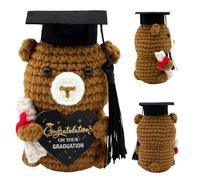 Ours de Remise des Diplômes, 9cm Ours en Peluche avec Diplôme et Chapeau de Docteur, Our-s en Crochet avec Chapeau de Docteur, Graduation Bear, Our-s Cadeau de Remise de Diplôme, pour Femme Homme