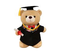 Ours de remise des diplômes - jouet de gradation en peluche, cadeau en peluche doux | Ours commémoratif avec une robe de capuchon, un oreiller de souvenir de la gorgée pour l'affichage de l'étagère de