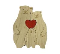 Ours Décoration de Chambre - Puzzle Famille en Bois Artistique | Cœur Rustique Élément Décoratif Charmant Fait à la Main Collection de Figurines pour La Maison, Salon, Sommeil