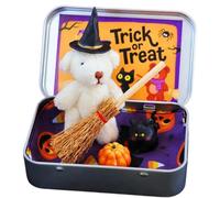 Ours d'Halloween dans une boîte pour faire des tours ou des friandises, petit ours de sorcière fait à la main dans une boîte, décoration de bureau, accessoires de fête d'Halloween, accessoires de