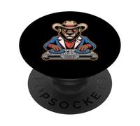 Ours DJ Cowboy avec Platines Casque PopSockets PopGrip Adhésif