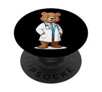 Ours docteur mignon avec stéthoscope - style cartoon PopSockets PopGrip Adhésif