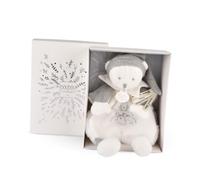 Doudou et Compagnie - Peluche Pantin Ours Argent Collector 25 ans, ultra douce, bonnet