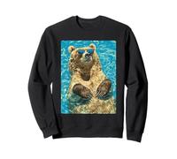 Ours drôle avec Lunettes de Soleil Cool été Animal Natation Sweatshirt