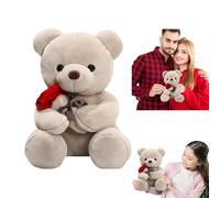 Ours en peluche, 23 cm, avec rose, jouet en peluche, décoration de la pièce, cadeau pour petite amie, enfants, anniversaire, Saint-Valentin